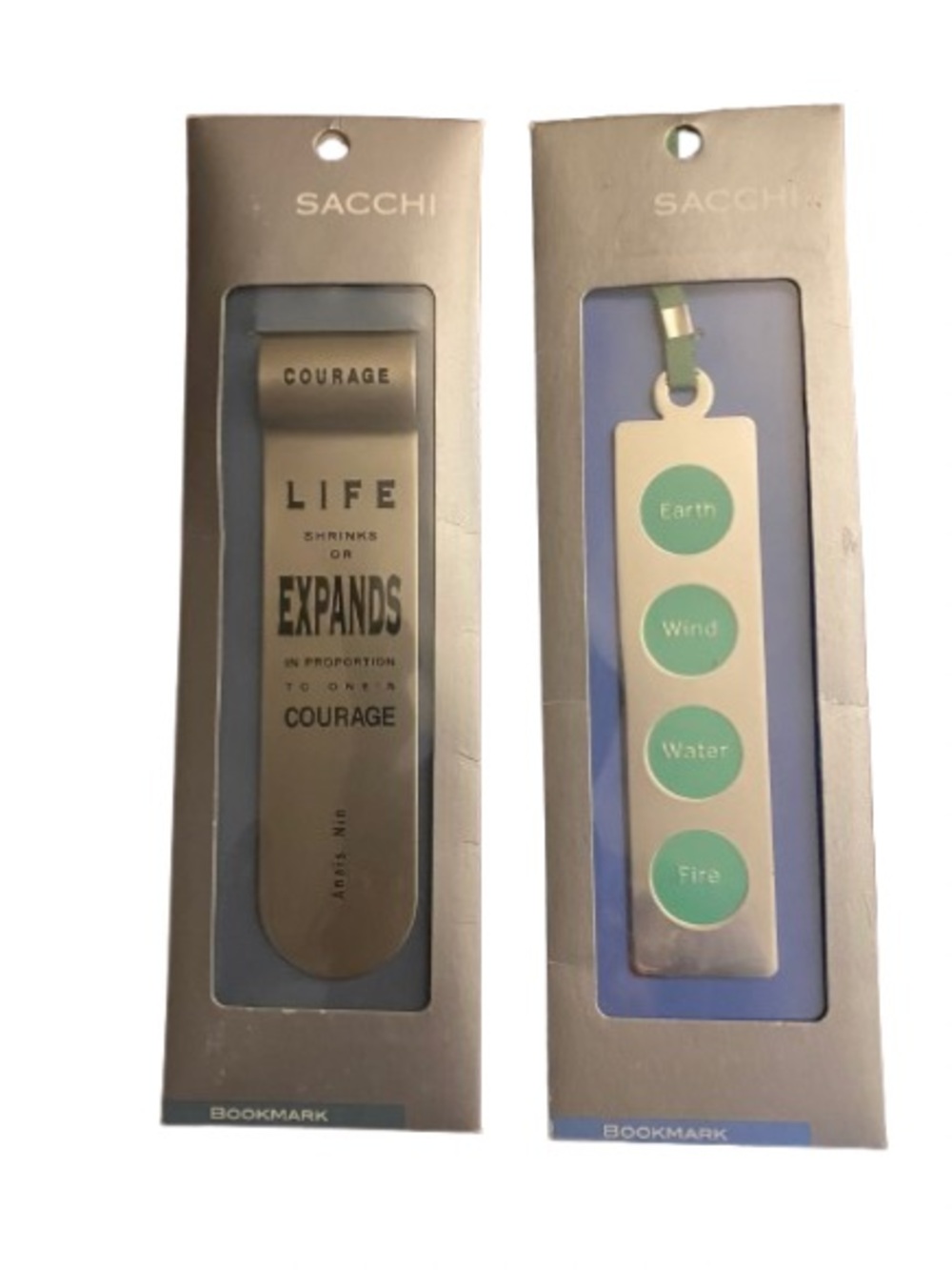Sacchi Metal Bookmark Set of 2 Anais Quote & 4 Elements NEW Dark Academia